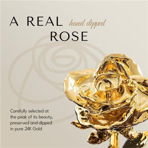 Forever Rose Real 24K Gold Rose, Genuine Kind Rose Hand Dipped in 24K Gold Roses - Picture 2 of 7